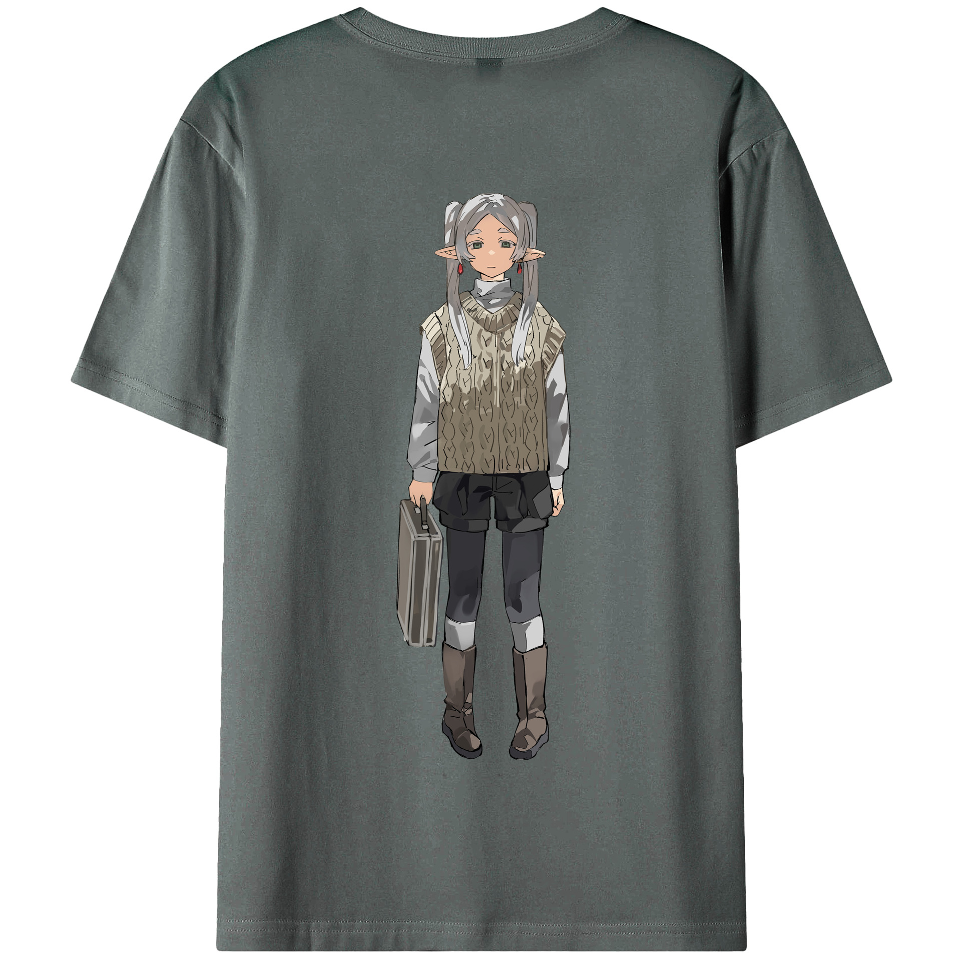（画像用） 葬送のフリーレン Frieren 綿100％半袖Tシャツ（背面プリント）